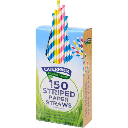 CATERPACK PAPER STRIPED STRAW 1x150s