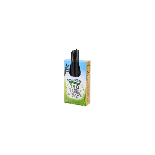 CATERPACK BLACK PAPER STRAW 1x150s