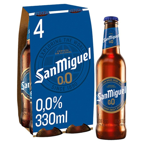 SAN MIGUEL ZERO LAGER 4 PACK BOTTLE 1x6x330ML