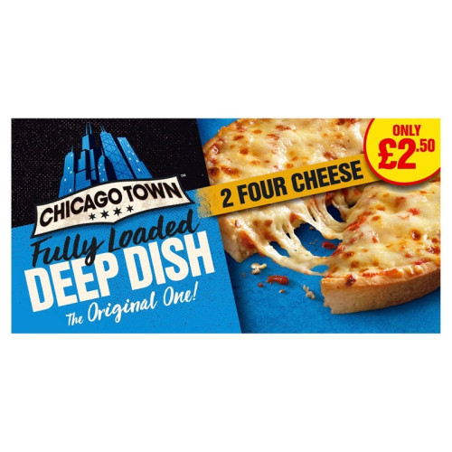 CHICAGO TOWN DEEP DISH FOUR CHEESE PIZZA 2 PACK 1x296G PMP &Acirc;&pound;2.50