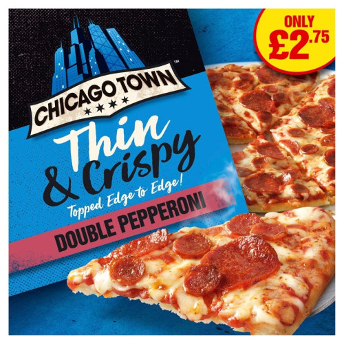 CHICAGO TOWN THIN & CRISPY DOUBLE PEPPERONI PIZZA 1x305G PMP &Acirc;&pound;2.75