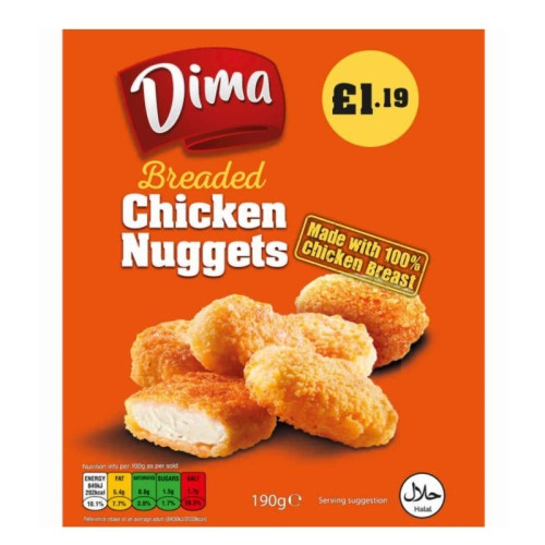 DIMA CHICKEN NUGGETS 1x190G PMP &Acirc;&pound;1.19