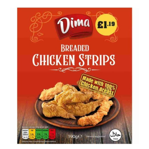 DIMA PERI PERI CHICKEN STRIPS 1x190G PMP &Acirc;&pound;1.19