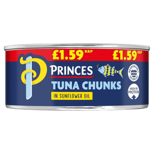 PRINCES TUNA CHUNKS IN SUNFLOWER OIL 1x12x145G PMP &Acirc;&pound;1.59