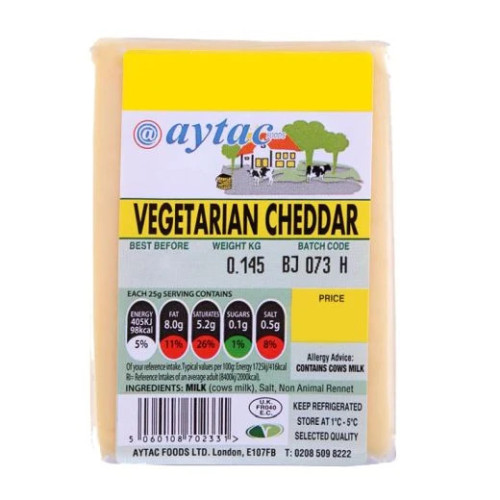 HI GATE VEGETABLE CHEDDAR CHEESE 1x145G PMP &Acirc;&pound;1.59