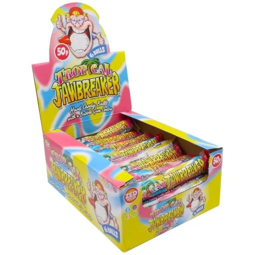 ZED CANDY JAWBREAKER TROPICAL BALLS SWEETS 6 PACK 1x24x49.5G PMP &Acirc;&pound;0.5