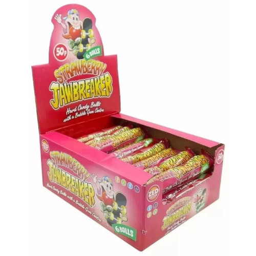 ZED CANDY JAWBREAKER STRAWBERRY BALLS SWEETS 6 PACK 1x24x49.5G PMP &Acirc;&pound;0.5
