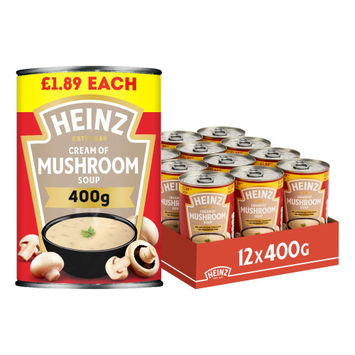 HEINZ MUSHROOM SOUP 1x12x400G PMP &Acirc;&pound;1.89