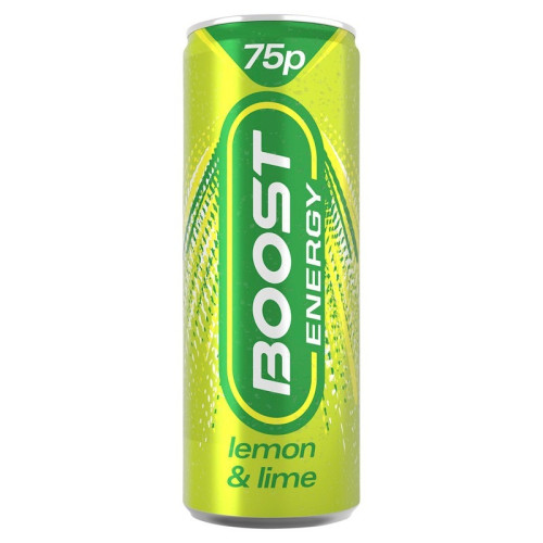 BOOST ENERGY LEMON LIME CAN 1x24x250ML PMP &Acirc;&pound;0.75