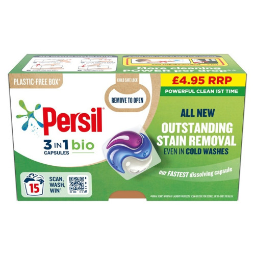 PERSIL BIO 3 IN ONE WASHING LAUNDRY CAPSULES 1x4x15s PMP &Acirc;&pound;4.95