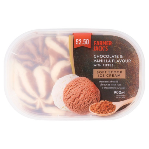 FARMER JACKS CHOCOLATE & VANILLA ICE CREAM TUB 1x900ML PMP &Acirc;&pound;2.5