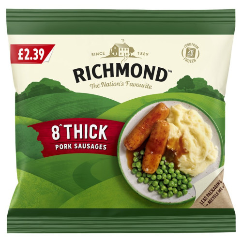 RICHMOND THICK PORK SAUSAGES 8 PACK 8x344G PMP &Acirc;&pound;2.3903