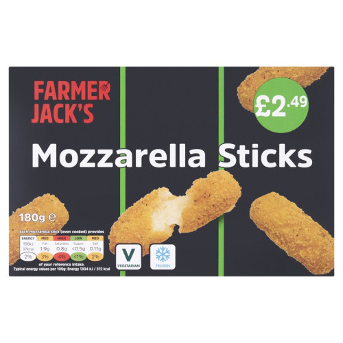 FARMER JACKS MOZZARELLA STICKS 10x180G PMP &Acirc;&pound;2.49