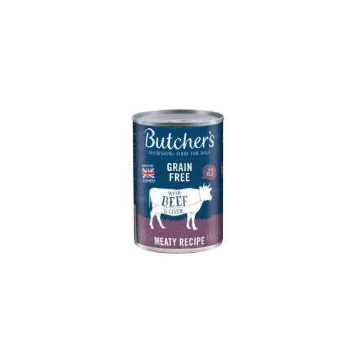 BUTCHERS BEEF & LIVER DOG FOOD TIN 1x12x400G PMP &Acirc;&pound;1.3