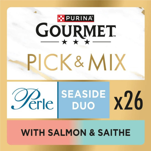 GOURMET PERLE SALMON SAITHE CAT FOOD 1x26x85G PMP &Acirc;&pound;1.29