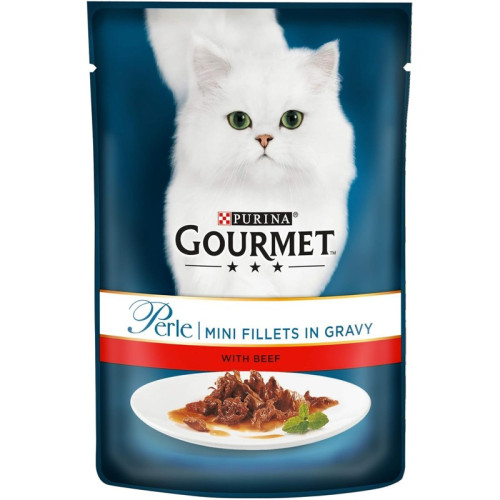 GOURMET PERLE BEEF CAT FOOD 1x26x85G PMP &Acirc;&pound;1.29