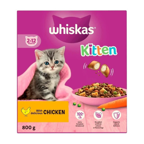WHISKAS KITTEN CHICKEN ADULT DRY CAT FOOD 1x6x300G