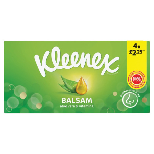 KLEENEX BALSAM REGULAR TISSUES 1x4s PMP &Acirc;&pound;2.25