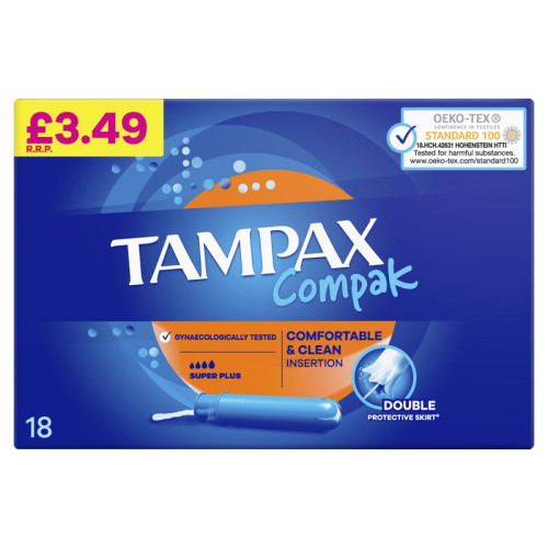 TAMPAX COMPAK SUPER TAMPONS 1x6x18s PMP &Acirc;&pound;3.49