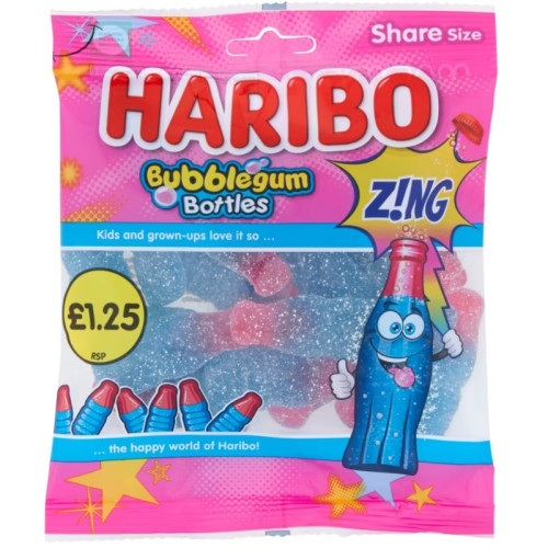HARIBO BUBBLEGUM BOTTLES ZING 1x12x160G PMP &Acirc;&pound;1.25