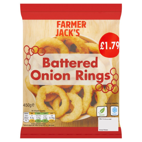 FARMER JACKS BATTERED ONION RINGS 1x450G PMP &Acirc;&pound;1.79