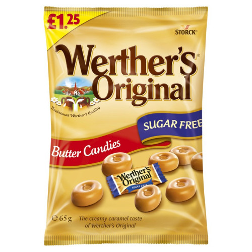 WERTHERS ORIGINAL SUGAR FREE BUTTER CANDIES 1x12x65G PMP &Acirc;&pound;1.25