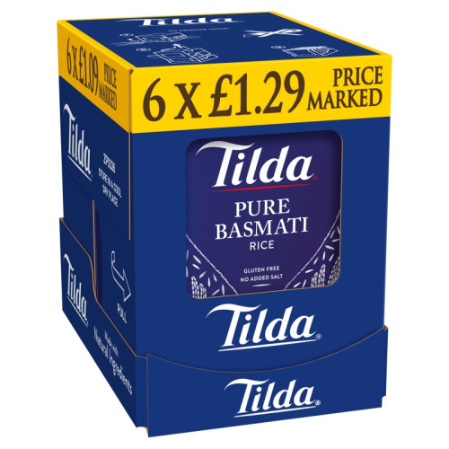 TILDA BASMATI PURE STEAMED RICE 1x6x250G PMP &Acirc;&pound;1.29