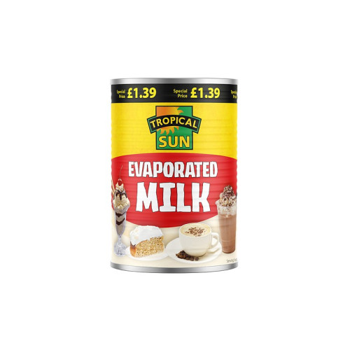 TROPICAL SUN EVAPORATED MILK 1x12x410G PMP &Acirc;&pound;1.39