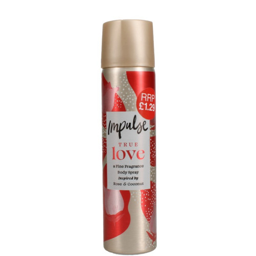 IMPULSE TRUE LOVE BODY SPRAY DEODORANT 1x6x75ML PMP &Acirc;&pound;1.29