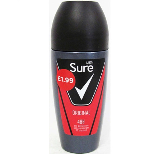 SURE MEN ORIGINAL DEODORANT ROLL ON 1x6x50ML PMP &Acirc;&pound;1.99