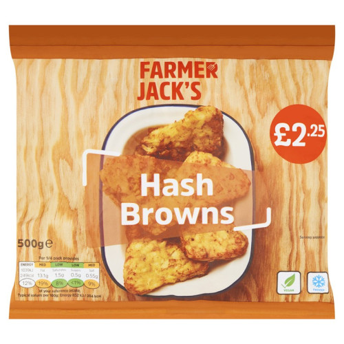 FARMER JACKS HASH BROWN 1x500G PMP &Acirc;&pound;2.25