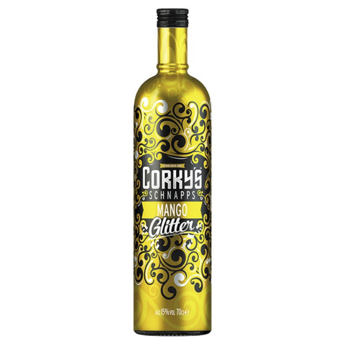 CORKYS MANGO GLITTER SCHNAPPS BOTTLE 1x70CL