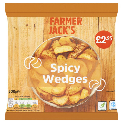 FARMER JACKS SPICY WEDGES 1x500G PMP &Acirc;&pound;2.25