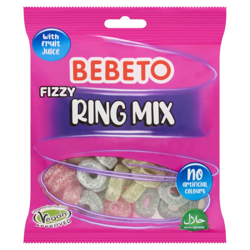 BEBETO FIZZY RING MIX SWEETS 1x10x150G PMP &Acirc;&pound;1