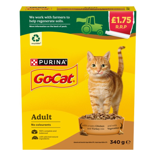 GO-CAT CHICKEN & DUCK DRY CAT FOOD 1x6x340G PMP &Acirc;&pound;1.75