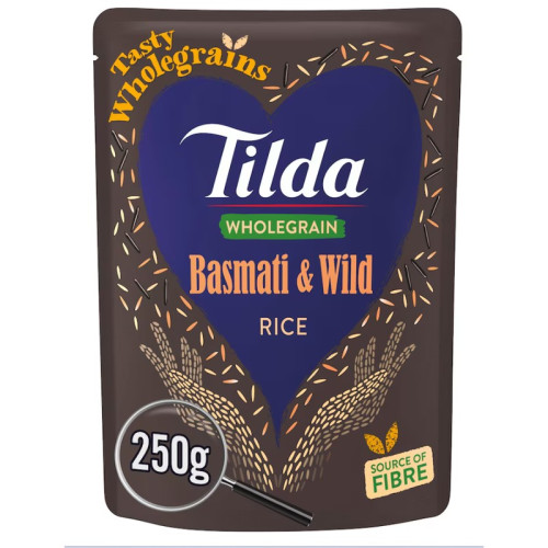 TILDA BASMATI & WILD WHOLE GRAIN BROWN STEAMED RICE 1x6x250G PMP &Acirc;&pound;1.29