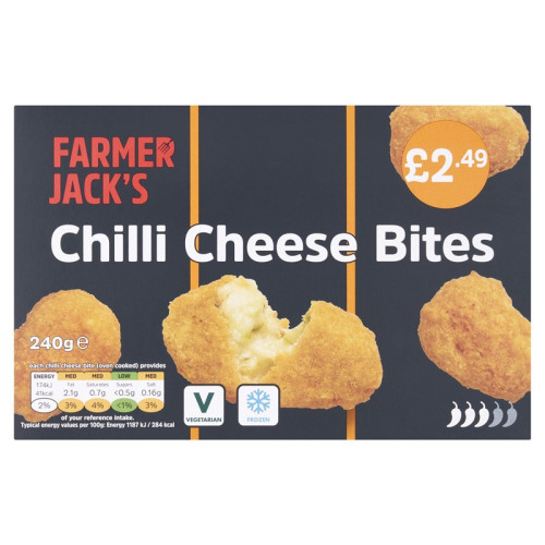 FARMER JACKS CHILLI CHEESE BITES 1x240G PMP &Acirc;&pound;2.49