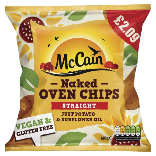 MCCAIN STRAIGHT CUT NAKED OVEN CHIPS 1x600G PMP &Acirc;&pound;2.09