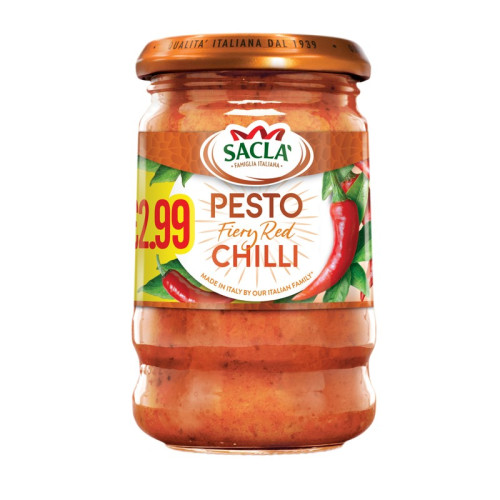 SACLA PESTO FIERY RED CHILLI PASTA SAUCE 1x6x190G PMP &Acirc;&pound;2.99