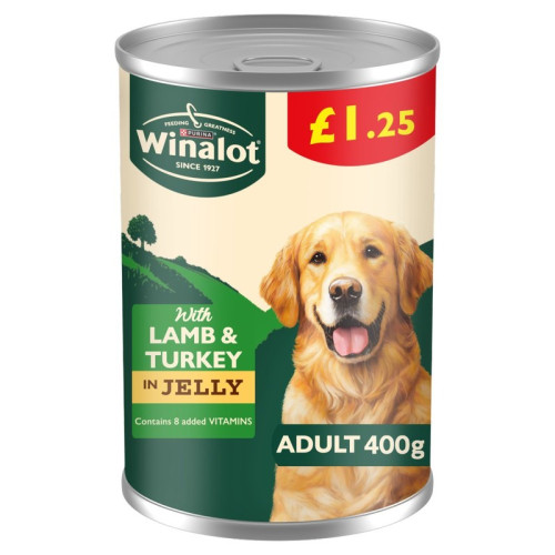 WINALOT ADULT LAMB & TURKEY IN JELLY DOG FOOD 1x12x400G PMP &Acirc;&pound;1.25