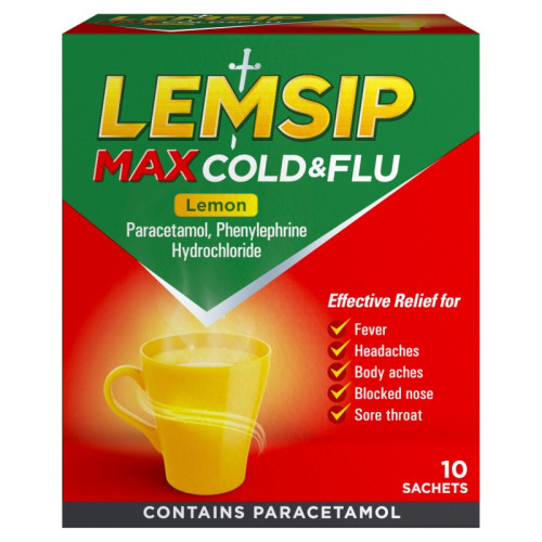 LEMSIP MAX COLD & FLU LEMON 1x6x10s