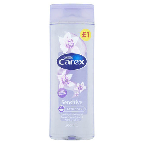 CAREX SENSITIVE SHOWER GEL 1x6x500ML PMP &Acirc;&pound;1.39