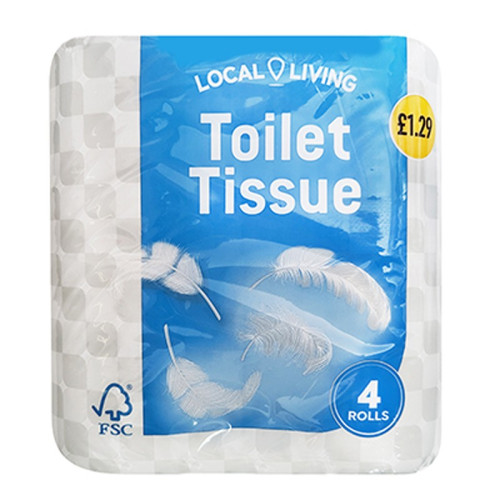 LOCAL LIVING TOILET TISSUE ROLLS 1x10x4PK PMP &Acirc;&pound;1.29
