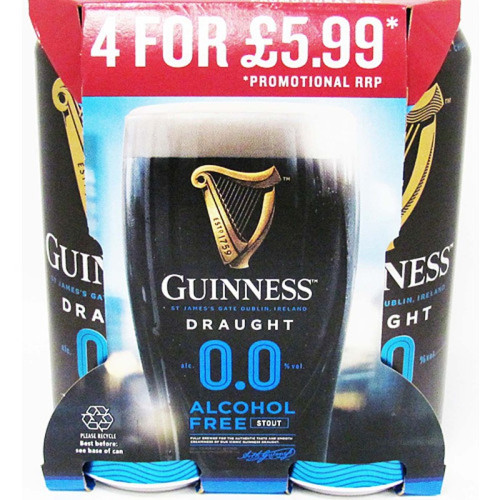 GUINNESS DRAUGHT ZERO BEER 4 PACK CAN 1x6x440ML PMP &Acirc;&pound;5.99