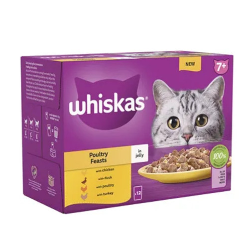 WHISKAS 7+ POUL SELECTION IN JELLY CAT FOOD 1x4x85G