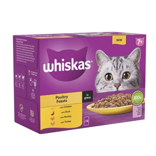 WHISKAS 7+ POUL SELECTION IN GRAVY CAT FOOD 1x4x85G