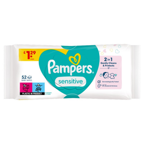 PAMPERS SENSITIVE BABY WIPES 1x12x52s PMP &Acirc;&pound;1.29