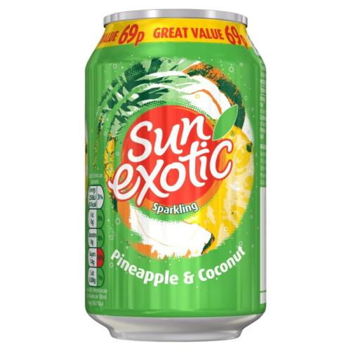 SUN EXOTIC SPARKLING PINEAPPLE COCONUT CAN 1x24x330ML PMP &Acirc;&pound;0.69