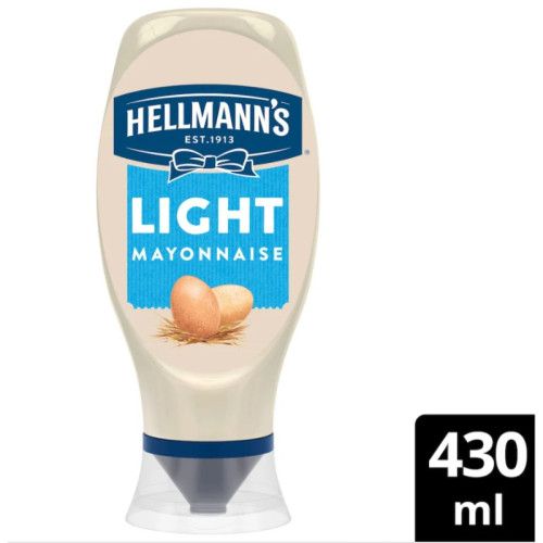 HELMANNS LIGHT MAYONNAISE SQUEEZY 1x8x430ML PMP &Acirc;&pound;2.99