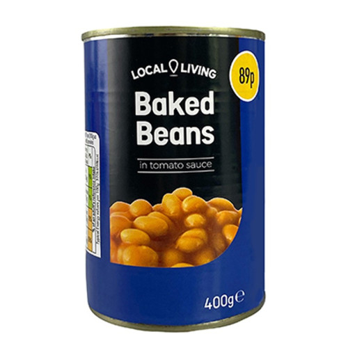 LOCAL LIVING BAKED BEANS 1x12x400G PMP &Acirc;&pound;0.89
